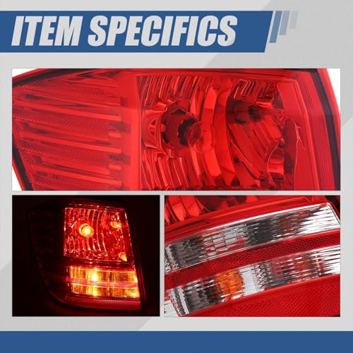 Image of Auto Dynasty Tail Lights Assembly Rear Lamps Compatible with 2009-2020 Dodge Journey, Driver and Passenger Side, Chrome Housing Red /Clear Lens, NON LED