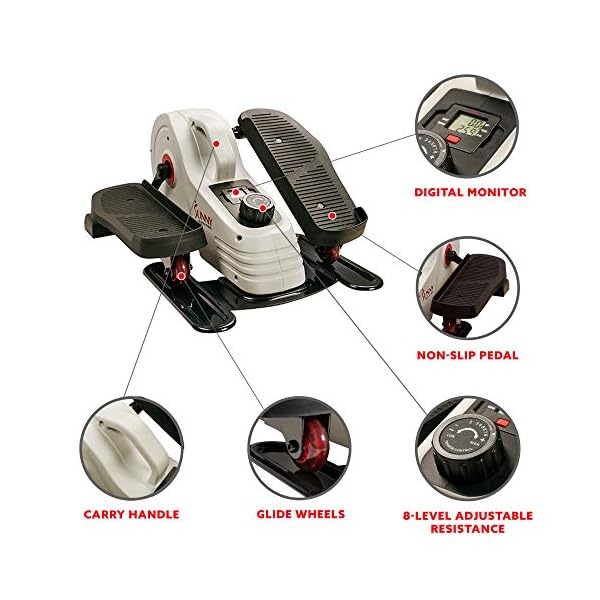 Sunny Health & Fitness Fully Assembled Magnetic Under Desk Elliptical Peddler, Portable Foot & Leg Pedal Exerciser(White) - SF-E3872