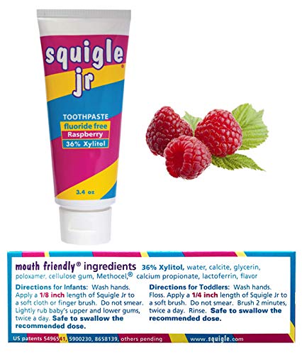 Squigle Jr Toothpaste (For Infants, Toddlers), Travel Toothpaste, Prevents Cavities, Canker Sores, Chapped Lips. Soothes, Protects Dry Mouths. Stops Tooth Sensitivity, No Sls - 1 Pack #TOP1