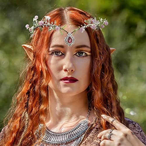 Mostory Handmade Purple Woodland Fairy Crown Headband Crystal Pendant Flower Headpiece Princess Tiara Wreath For Women Girls Wedding Bridal Valentine Christmas Gifts Birthday Party Photoshoot #TOP1