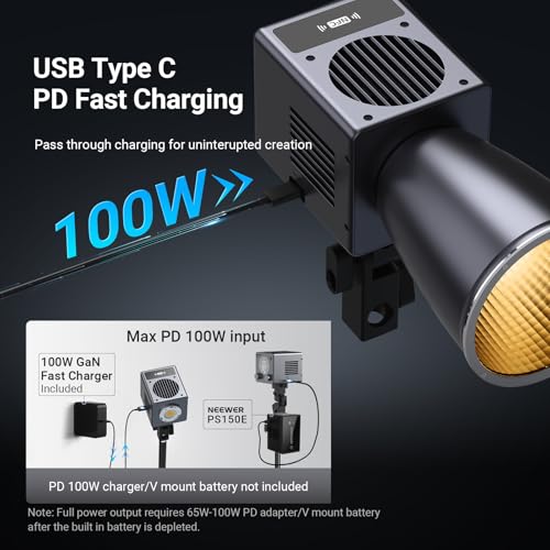 Image of NEEWER HB60B 60W Mini LED Video Light with 50Wh Battery /100W PD Fast Charging APP /2.4G Control /NFC + TP29 Mini Metal Table Tripod with 360 Ball Head for Camera Mobile Phone Action Cam