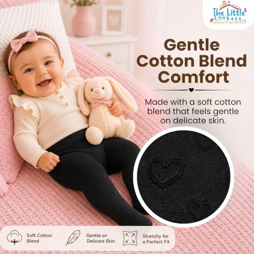 Image of THE LITTLE LOOKERS Baby Tights Thick Toddler Baby Girl Seamless Knit Leggings Thick Solid Cotton Stockings Footed Pants Pantyhose for Years Baby