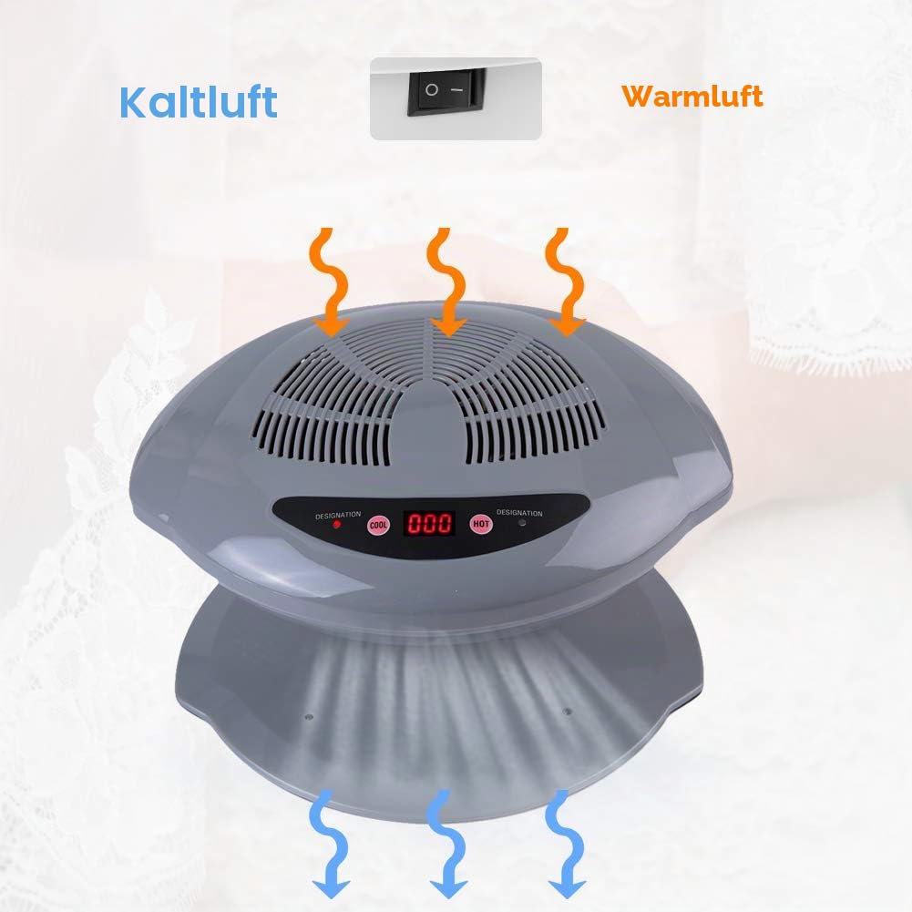 Sonew Air Nail Dryer, Nageltrockner mit Heiß und Kaltluft Sensor, Maniküre Werkzeug für Lüfter zum Trocknen von Nagellack für Wohnzimmer und Haus(Silver)