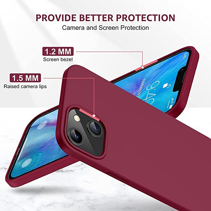 Image of MIDOS Back Cover Compatible with iPhone 14 Plus Case Liquid Silicone Full Protection Shock Proof Back Cover for iPhone 14 Plus (2022) 6.7 inch (Wine RED)