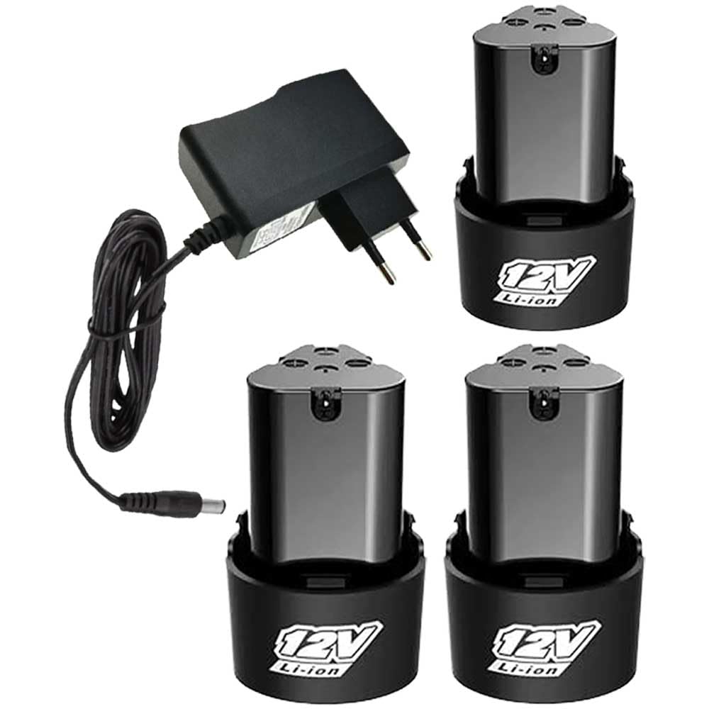 Cordless Drill Battery 12V Replacement Batteries with 12V Lithium-Ion Charger Adapter (3Pcs Battery and 1Pcs Charger)-image-33
