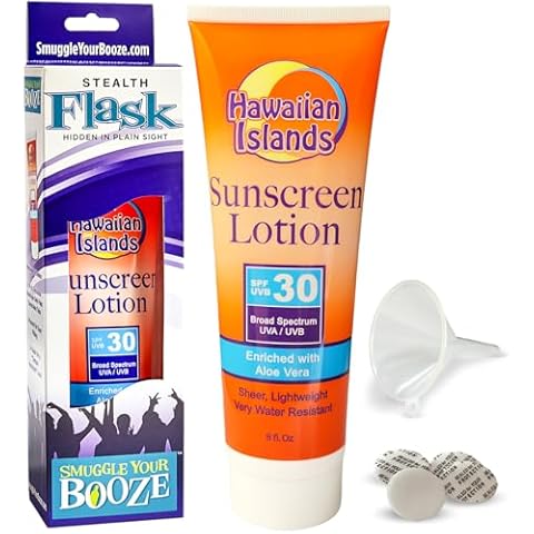 Smuggle Your Booze SPF30 Sunscreen Tube Bottles for Cruise - 10oz Leak-Proof Fake Hidden Plastic Empty Flask Liquor Disguise for Women | 5 Tamper-Proof Seals | Flasks for Cruises Ships, Beach, Concert Cover