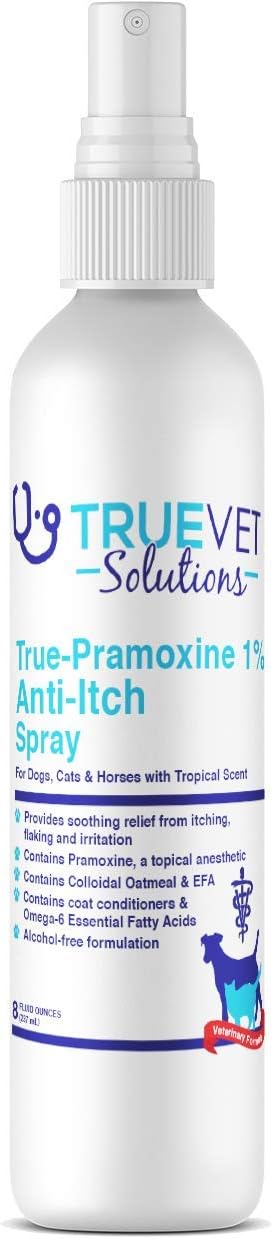 TrueVetUSA Pramox 1% Anti-Itch Spray for Dogs & Cats, w/Pramoxine, Oatmeal & EFA for Itching, Flaking & Irritation, 8 oz