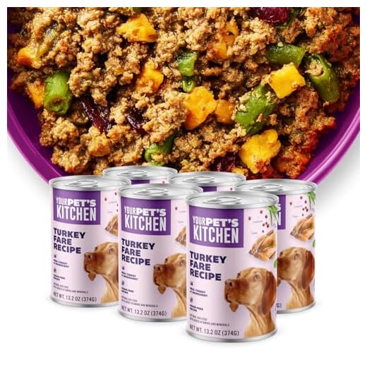 Your PET'S Kitchen Wet Dog Food, Turkey Fare Recipe - 13.2 oz Cans (Pack of 6), Made in The USA with Real Turkey