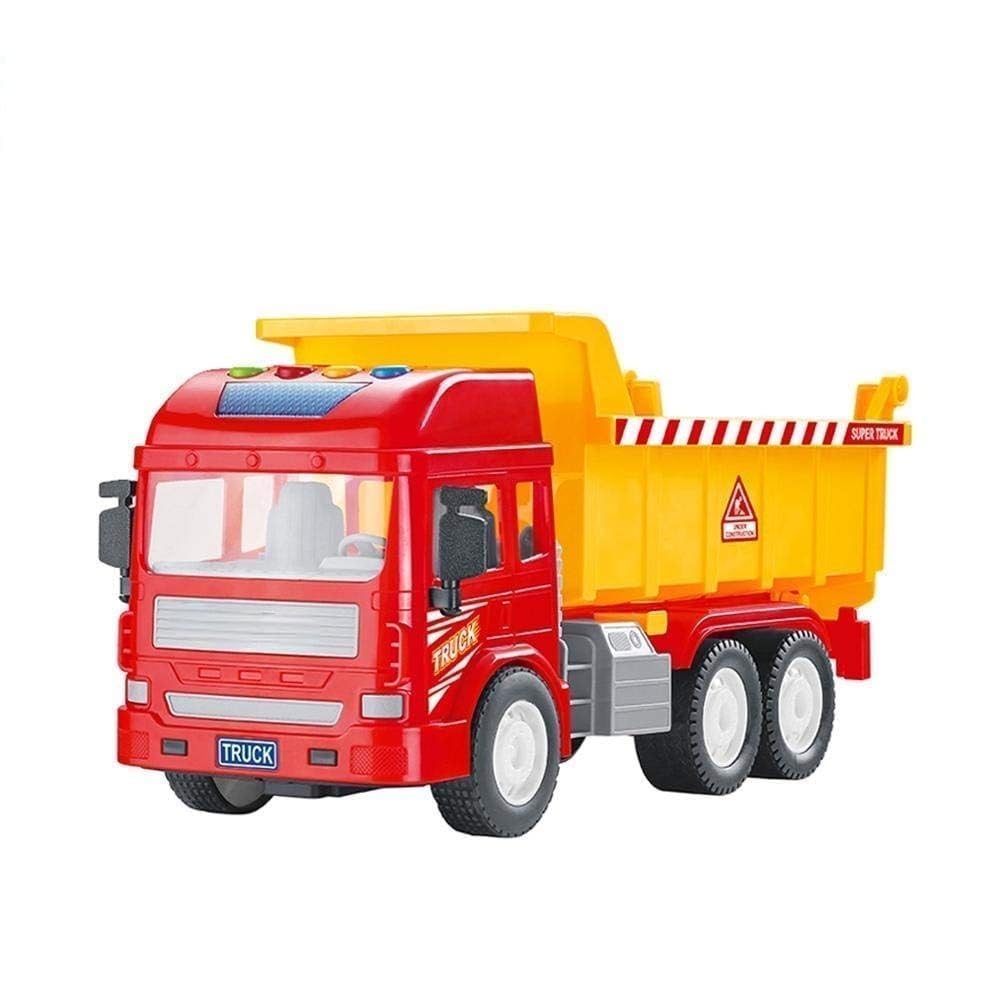 Bestonl Pull Back Vehicles Friction Power Toy with Lights Music Fire Trucks for 3+ Years Old Kids Boys Girls (Dumper)