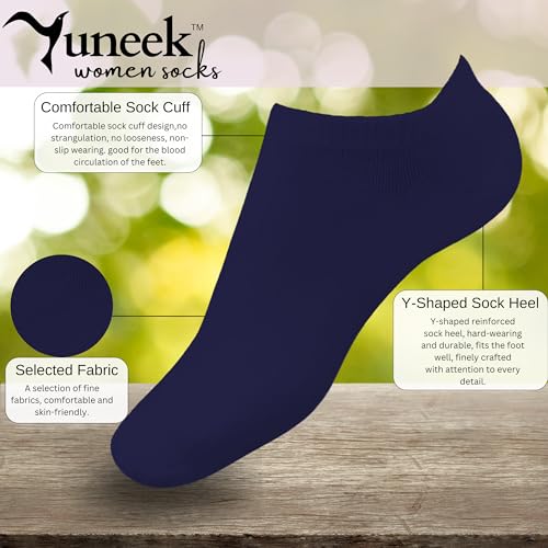 Image of Yuneek Women's Ankle Length Low Cut Cotton Socks Pack Of 3