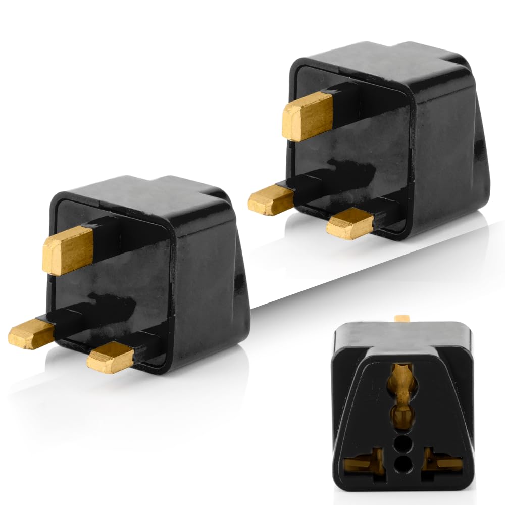 Hi-Plasst Black UK Adapter (Type-G Plug) - 2pcs Pack - UK Travel Converter for Dubai, Singapore, Hong Kong, Malaysia - Compact & Durable India to UK Plug Adapter-image-29