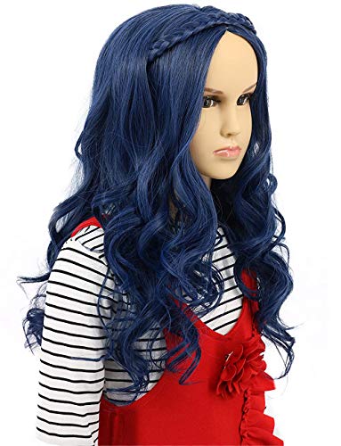 karlery Kids Girls Long Wave Blue Wig Halloween Cosplay Wig Anime Costume Party Wig