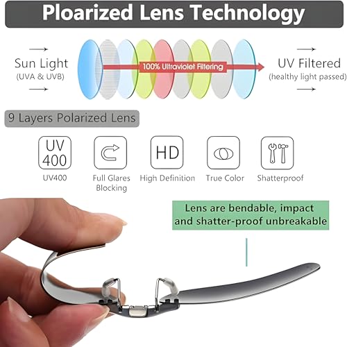 Image of Polarized Clip-On Sunglass Attachment for Prescription Glasses | UV Protection | Flip-Up Design | Includes Lens Cleaner, Microfiber Cloth & Storage Case | Men & Women
