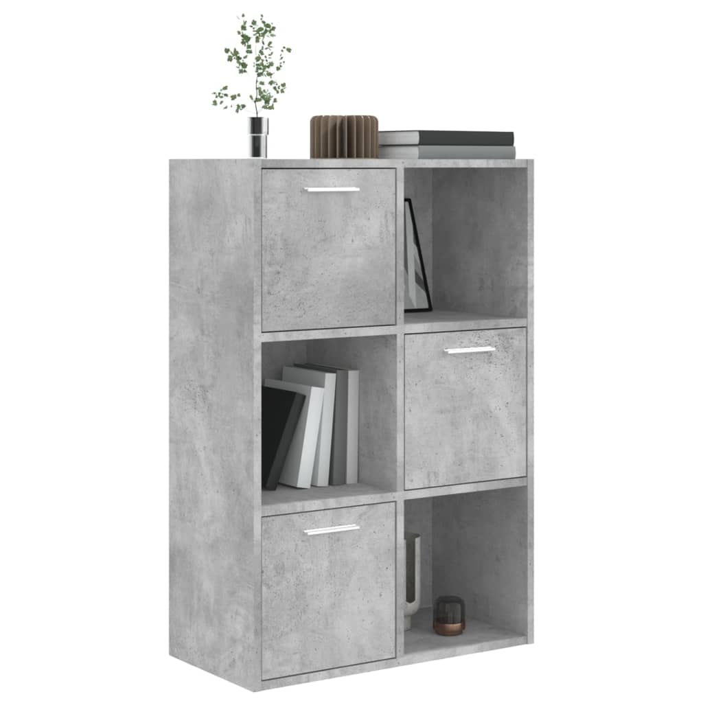 Libreria con spazio di archiviazione, pratica libreria, organizzatore cubo, armadietto portaoggetti grigio cemento, 60 x 29,5 x 90 cm, in legno di legno, adatto per soggiorno, camera da letto
