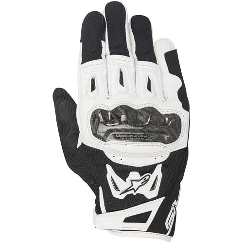 Alpinestars SMX-2 Air Carbon V2 Gloves - Black, Full-Grain Leather & 3D Mesh, Carbon Knuckle Protection, Touchscreen Compatible, Pre-Curved Design