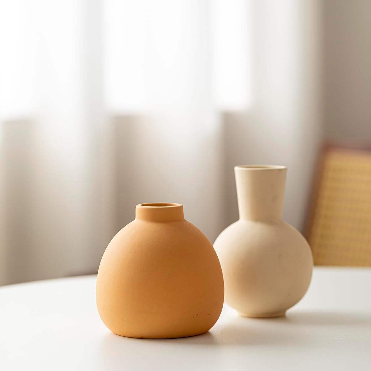 Modern Ceramic Vase Set of 3, Decorative Flower Vases for Home, Multicolor Pottery Vases for Living Room, Kitchen, Bedroom, Shelf, Rustic Farmhouse (Brown Mix) - Image 7