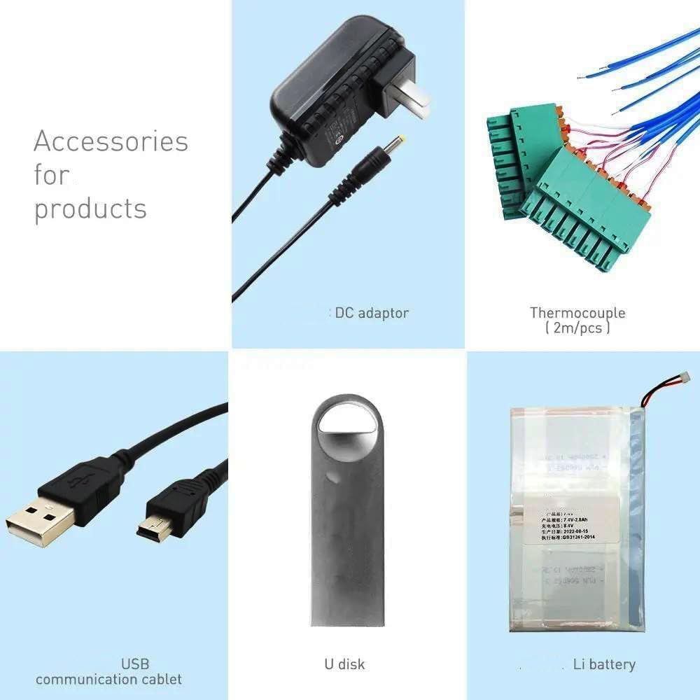 Thirtytwo Channel Temperature Meter Multi-Channel Temperature Data Logger Thermocouple Thermometer with Rechargeable Battery Thermocouple J/K/T/E/S/N/B/R Broken Couple Detection Function USB Interface