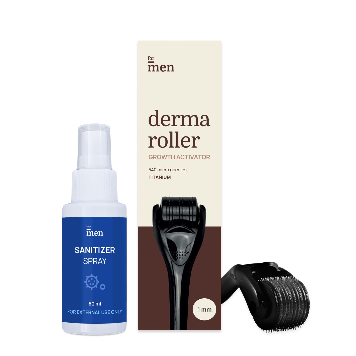 ForMen Derma Roller with Sanitizer(60 ml) Spray for Hair & Beard Growth 1mm | 540 Titanium Needles for Hair Regrowth | For Hairfall Thickening, Repair Damages and Activates-image-41