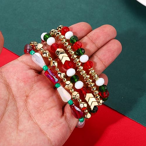 Moloch Christmas Bracelets For Women Enamel Snowman Xmas Charm Bracelets Stackable Christmas Beaded Stretch Bracelets Christmas Xmas Holiday Jewelry Gifts thumb #3