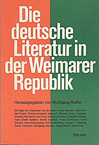 Preisvergleich Produktbild Die deutsche Literatur in der Weimarer Republik