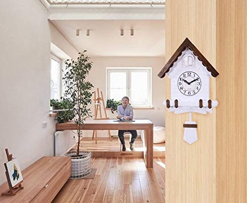 Three Secondz Open and Close Door Plastic Cuckoo Analog Wall Clock White with Brown Pack of 1 (NO Music ON/Off Button, Read Description Before Placing Order) 4