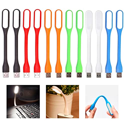 Mini Lámpara USB Portátil, 12 Piezas Luz para Teclado USB, Luz LED Flexible para Teclado y Ordenador, Lámpara de Lectura PC, Lectura Ajustable (6 Colores)