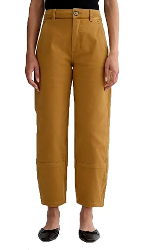 Womens High Waisted Barrel Pants Loose Fit Wide Leg Trousers Casual Straight Pants with Pockets