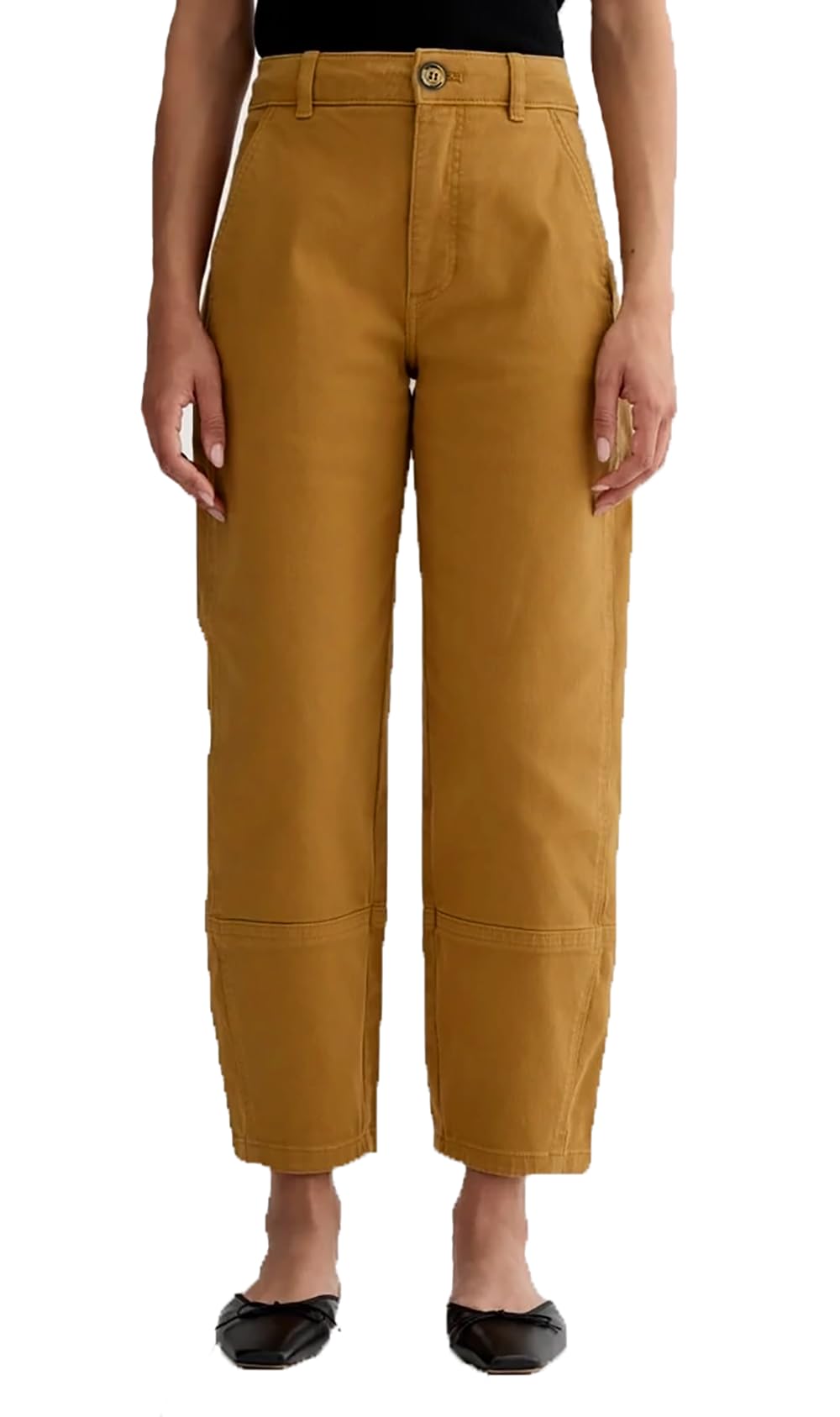 Womens High Waisted Barrel Pants Loose Fit Wide Leg Trousers Casual Straight Pants with Pockets