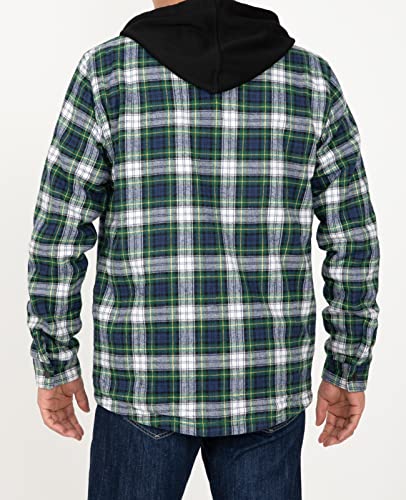 Image of ZENTHACE Men's Sherpa Lined Full Zip Hooded Plaid Shirt Jacket