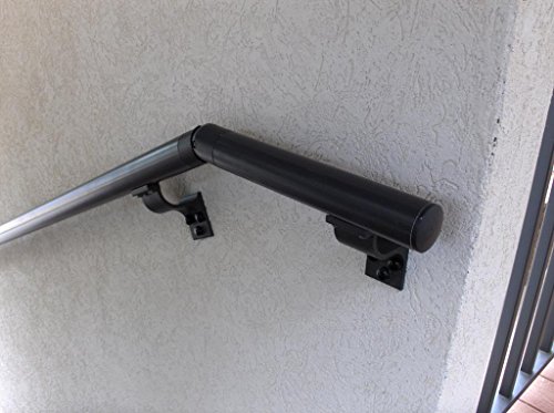 1.9" Round X 4 Ft. Hammered Black Aluminum Handrail Kit - Includes 2 Wall Brackets And End Caps #TOP5