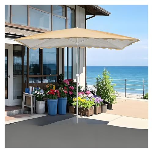 Ombrellone Da Mercato Rettangolare, 2,0x1,5m 2,5x2,0m Ombrellone Da Giardino E Balcone Impermeabile Con Tettuccio Parasole, Ombrellone Da Tavolo Portatile Per Esterni, Altezza Regolabile(Khaki,2.0x1.5