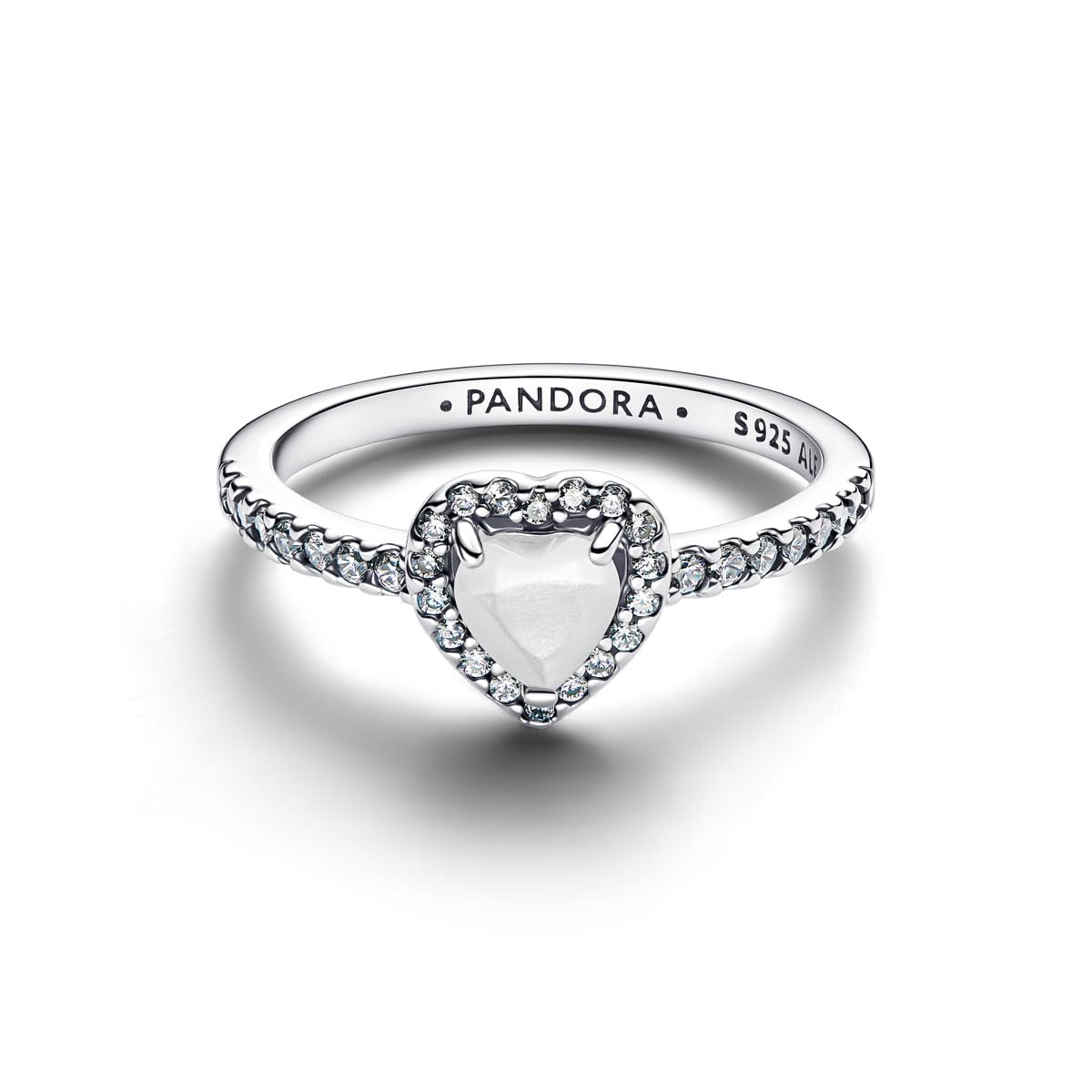PANDORA Anillo para mujer, plata 925, corazón exaltado, blanco, 198421C11