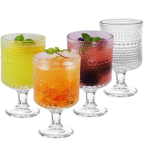 Hobnail Goblet Glasses Set of 4