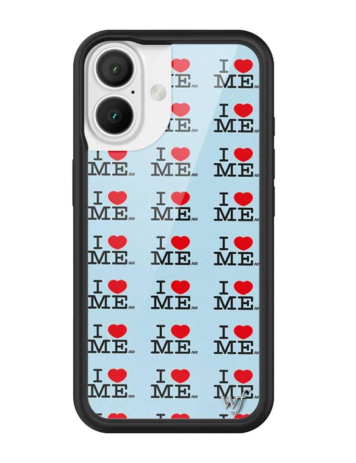 Image of Wildflower Cases - Compatible with iPhone 16 | Protective Black Bumper, 6.5ft Drop Test Certified, Women Owned Small Business | Hearts Red Black Dainty Aesthetic Trendy Cute | I Heart Me - Blue