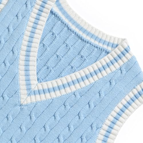Image of Women's Sweater Vest,Y2K Sleeveless Pattern Preppy Style Knitted Crop Tank Top for Girl