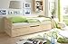 Produktbild TiCAA Einzelbett Sofabett Funktionsbett, Marianne mit Zusatzbett für Schlafzimmer, Kinderzimmer Kiefer Massivholz Bettgestell 90 x 200 cm