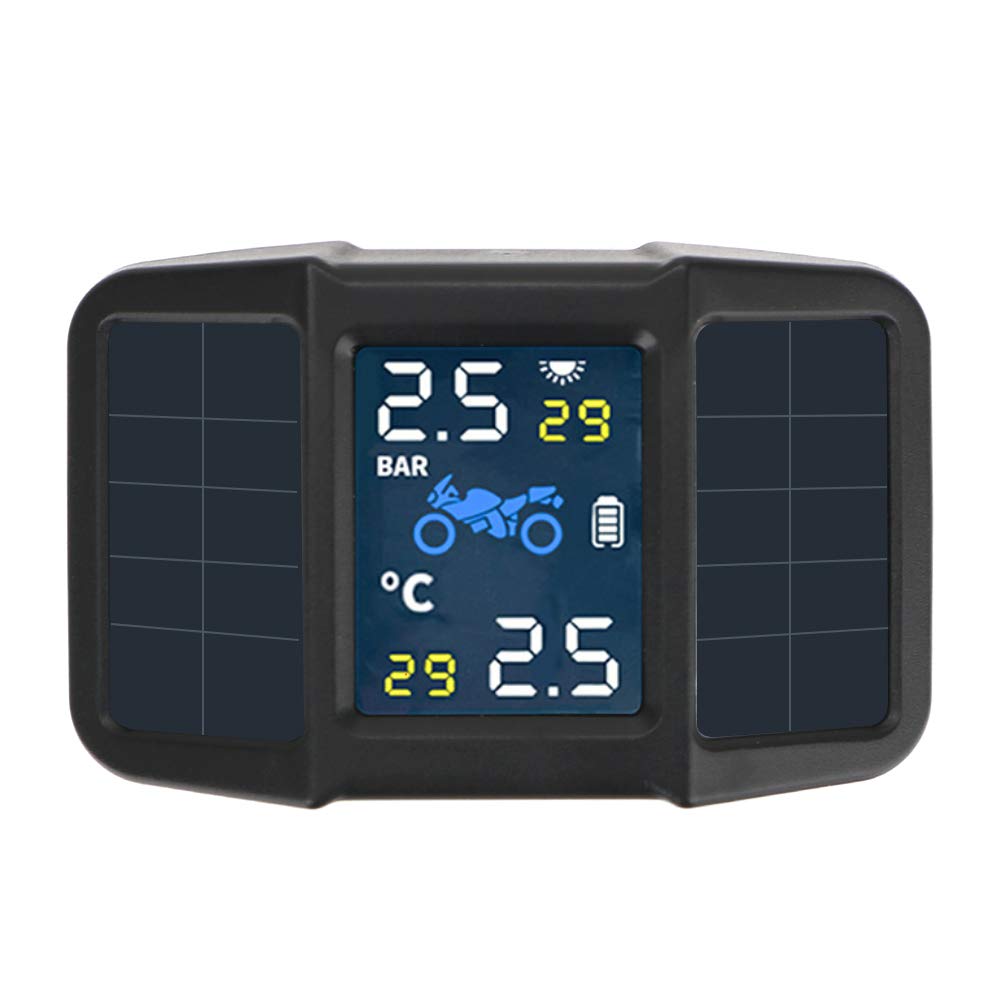 Tpms Sistema di monitoraggio della temperatura Pneumatico per pneumatici per pneumatici per pneumatici USB Ricarica solare USB con 2 sensori esterni Pressione Pneumatici