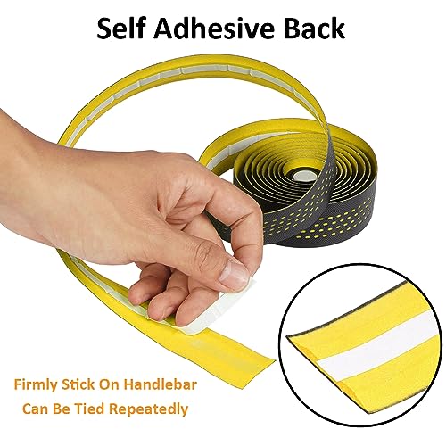 MOCNT Bicycle Handlebar Tape Breathable Cycling Bike Handlebar Tape PU EVA Handle Bar Grip Wrap Tapes Comfort Non Slip Shock Absorbent Road Bike Handlebar Drop Bar Tape Yellow - Image 4