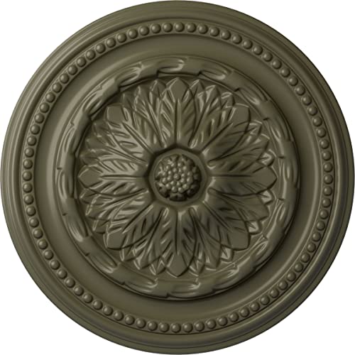 Image of Ekena Millwork CM15CHPTF 15-3 /4 inch x 1-7 /8 inch Chester Ceiling Medallion, Painted Turtle