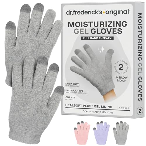 Dr. Frederick’s Original Moisturizing Gel Gloves – Deep Moisturizing and Fast Relief for Dry Hands – Touchscreen-Friendly – Mango Butter, Shea Butter, Jojoba, & Coconut Oil (Mellow Moon)