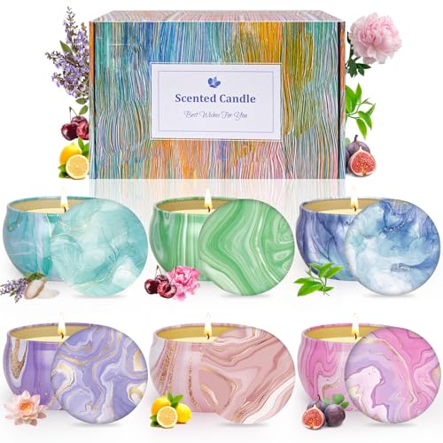 Velas Aromáticas Regalos para Mujeres, 6 Packs Velas Perfumadas,Regalos Navidad, Regalos San Valentín, Regalos Cumpleaños,Velas Perfumadas de Cera de Soja para Reducir la Presión,Mama,Amigas