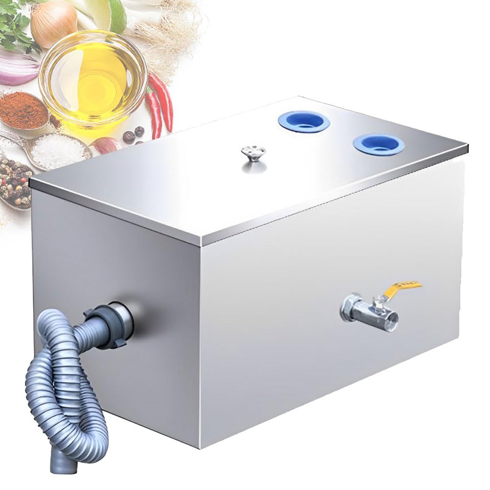 Fettabscheider, kommerzieller Fettabscheider aus Edelstahl, Öl-Wasser-Abscheider, Abfallfettfilter für die Restaurantküche (50 * 25 * 25cm)
