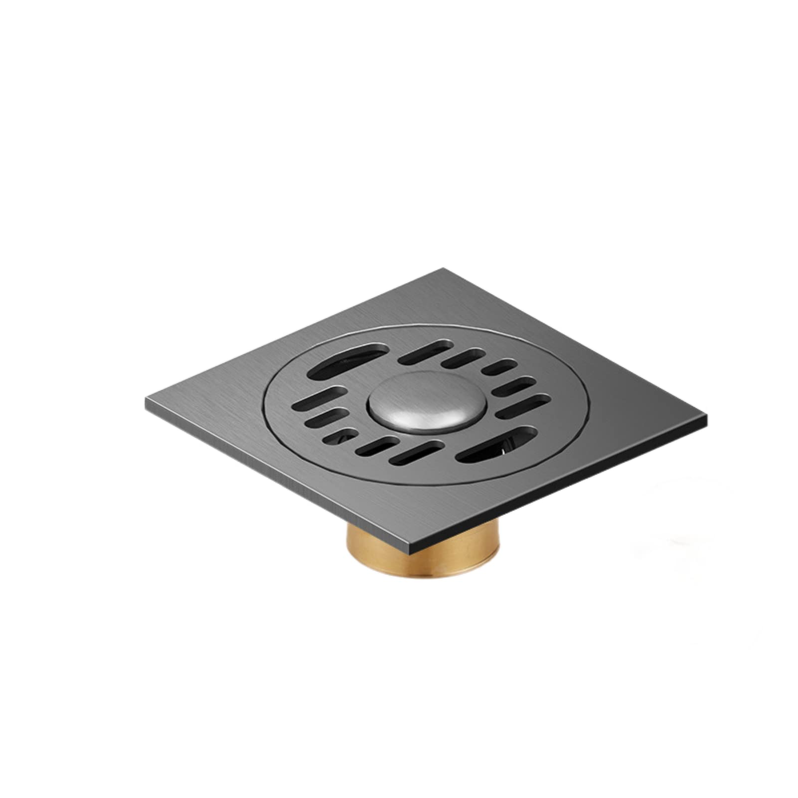 Siphon de sol pour douche carré en bronze avec grille d'évacuation amovible
