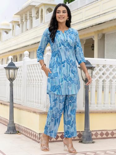 Image of feranoid Elegant V-Neck 3 /4 Sleeve Kurta & Pant Co-ord Set (S-XXL)