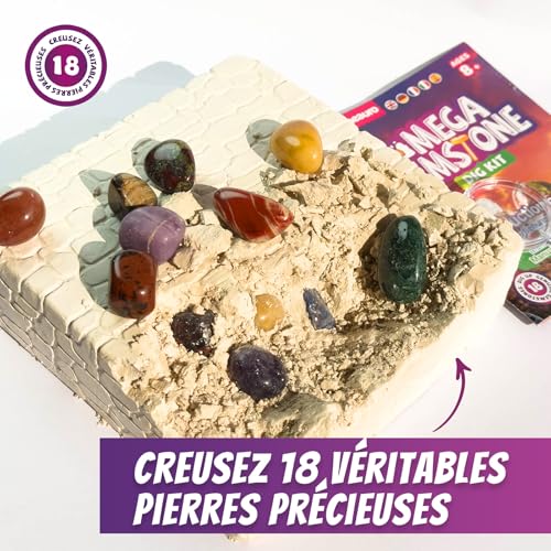 Méga Kit de Fouille de Pierres Précieuses pour Enfants – 18 Cristaux, Minéraux et Roches Réels – Dès 8 Ans – Image 3