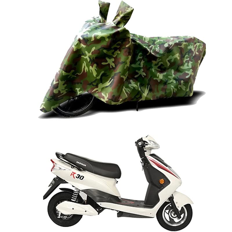 Image of 100% Water Resistant Full Bike Scooty Two Wheeler Body Cover Compatible for Okinawa R30 /UV-Rays /Heat Protection /Birds Dropping /Scratchproof /Dust Proof /Waterproof /All Varients[Green MJ]