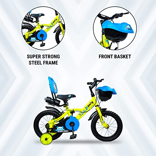 Image of SHELDON Cycle for Boys /Girls Puffy 14 T MTB Single Speed Bike with Front Suspension & Wire Brake Bicycle for Kids, 3 to 6 Years (Floro Green)