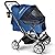 WONDERFOLD P1 Folding Pet Stroller Wagon for Dogs/Cats with 4 Wheels, Zipperless Entry, Storage Basket, and Cup Holder (Midnight Blue)