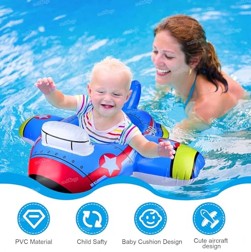 Image of Zest 4 Toyz Swimming Ring Swimming Tube for Kids Inflatable Tube for Swimming Pool Floaters for Kids Water Tube for Baby Swim Ring for 3+ Years Girls and Boys (Airplane Shaped) Blue
