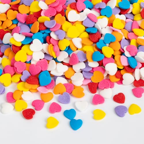 Image of Edible Confetti Sprinkles,Colorful Heart-Shape Cake Decoration,Rainbow Round Candy for Cake Decorating,Pastel Sprinkles for Desserts Baking,Birthday Party,Festival Day Baking Supplies